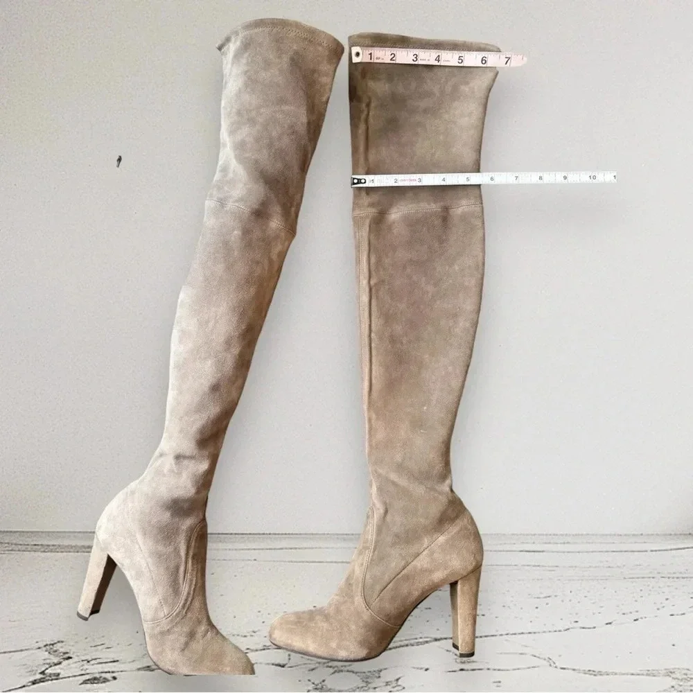 Stuart Weitzman Highland Heel Boot in Taupe Size 37